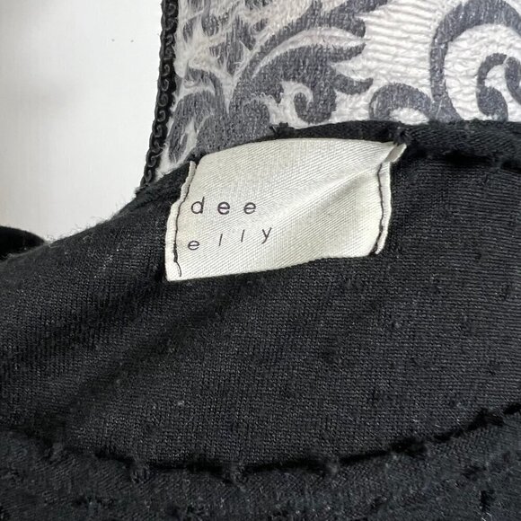 Dee Elly black Swiss dot knee length dress with short bell sleeves - Picture 7 of 8